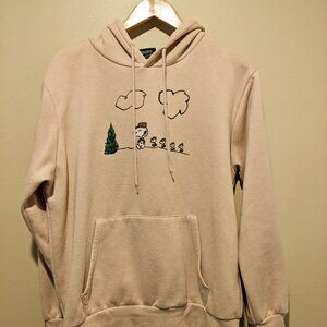 Peanuts Snoopy Beige Tan Graphic Hoodie Men Large
